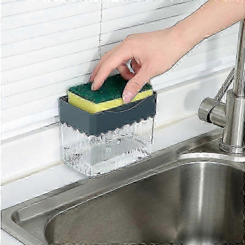 2-in-1 Soap Dispenser Sponge Caddy Push-type Liquid Box Detergent Automatic Dosing Boxilsd