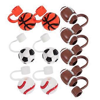 Straw Cap Silicone Reusable Straw Caps 10Pcs Sports Ball Style Covers