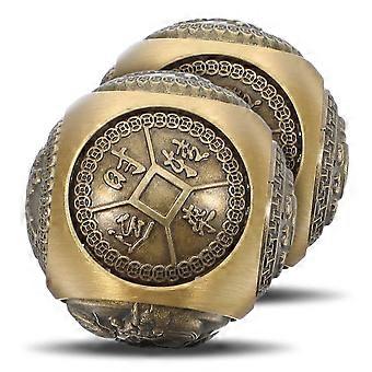 Brass Baoding Balls for Hand Exercise and Stress Relief, 2Pcs Six-Sided Relief Golden Metal Balls for Relaxation and Finger Mobility