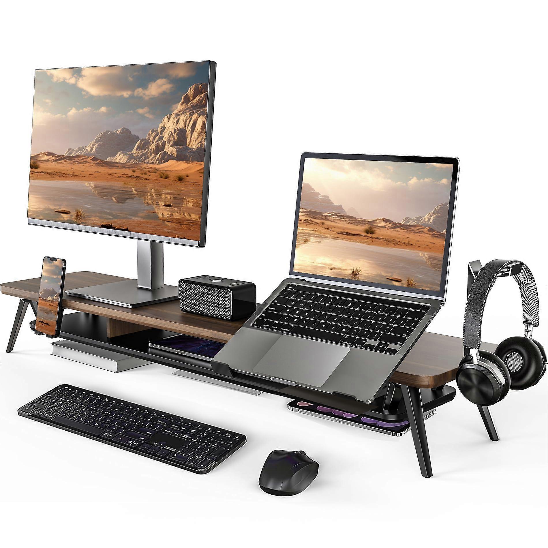 Monitorstandaard 108cm voor Computer Scherm, Bruin