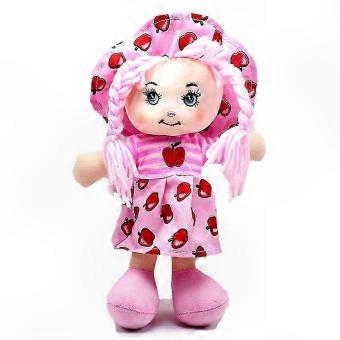 Rag Doll with Hat and Fruit Print Outfits, Pink and Orange Cloth Toy Gift for Girls