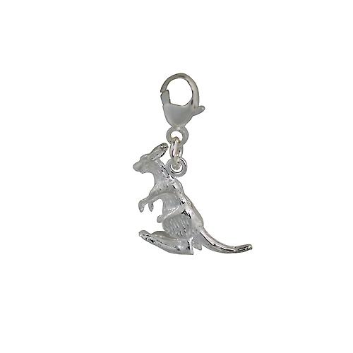 Silver 22x14mm Kangaroo Charm on a lobster trigger