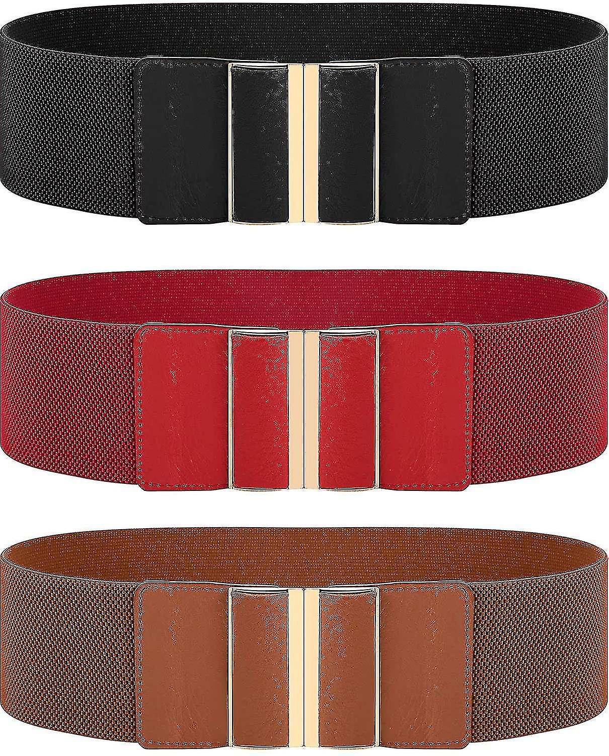 Womens 3pcs Wide Belt Elastic Stretch Cinch Waistband Lady