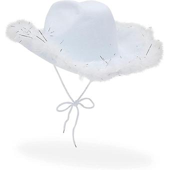 Chapeau De Cowboy Pour Femme, Chapeau De Cowgirl Avec Boa  Plumes Roses, Chapeaux De Cowgirl Western Pour Filles