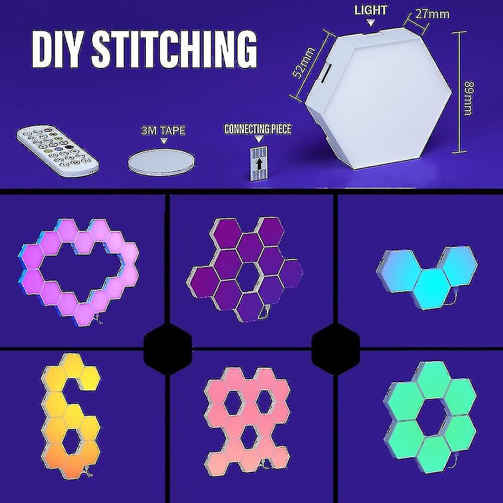 6x LED Gaming Wandleuchten RGB - Smarte Rhombus Panels Mit Musik-Sync