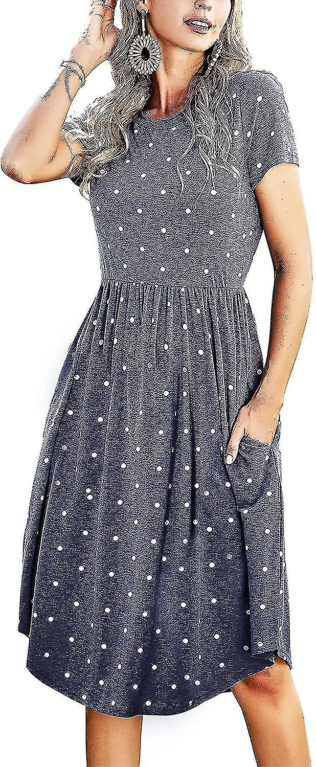 Womenlsquo;s Summer Casual Swing Midi Dress With Pockets Medium