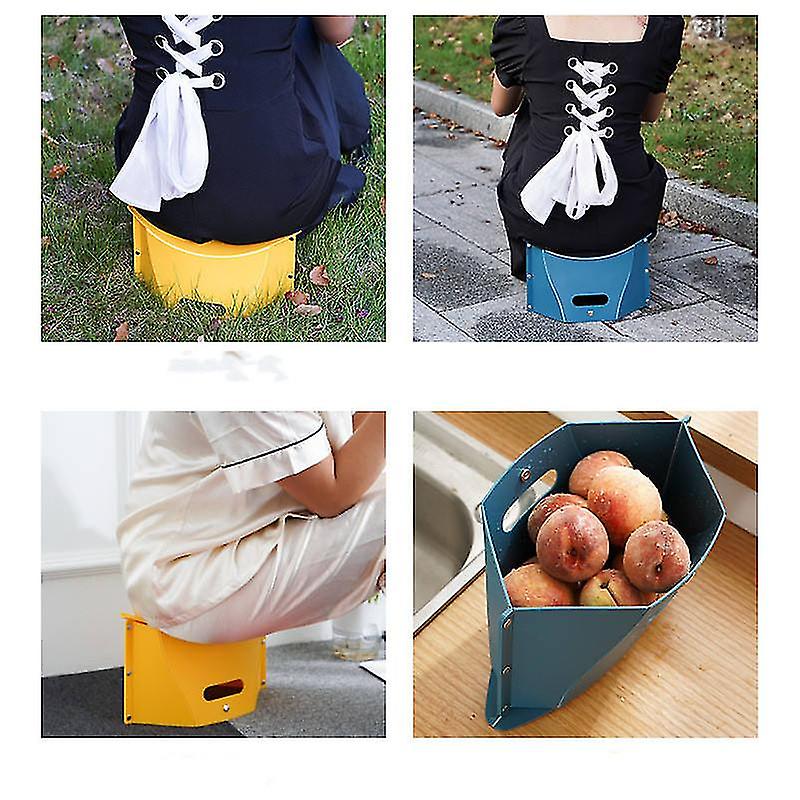 Small Folding Stool, Carry Handle, Lightweight Plastic Footrest, Collapsible Design, Compact Storage, Diy Accessory, Two Pieces, Color: Yellow+red