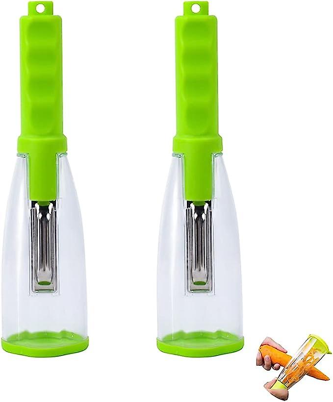 2 Pieces Apple Peeler With Container Vegetable Peeler Peeler Non-slip Handle For Kitchen Fruit, Cucumber, Carrot, Apple, Kiwi