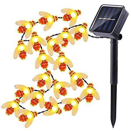 Énergie solaire 5m 20 Led Étanche Abeille Fée Guirlande Lumières Pour Jardin, Fête, Noël - Noir / Jaune