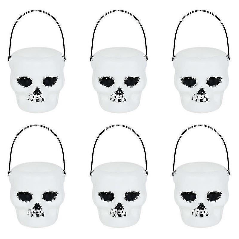 6 قطع ميني هالوين حلوى دلو وعاء الساحرة الهيكل العظمي مرجل حامل جرة تري