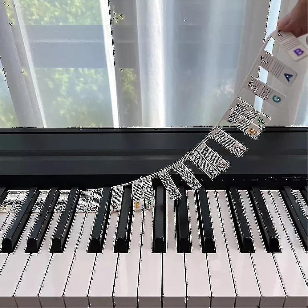 88 Keys Reusable Silicone Piano Keyboard Note Labels Piano Notes Guide Stickers