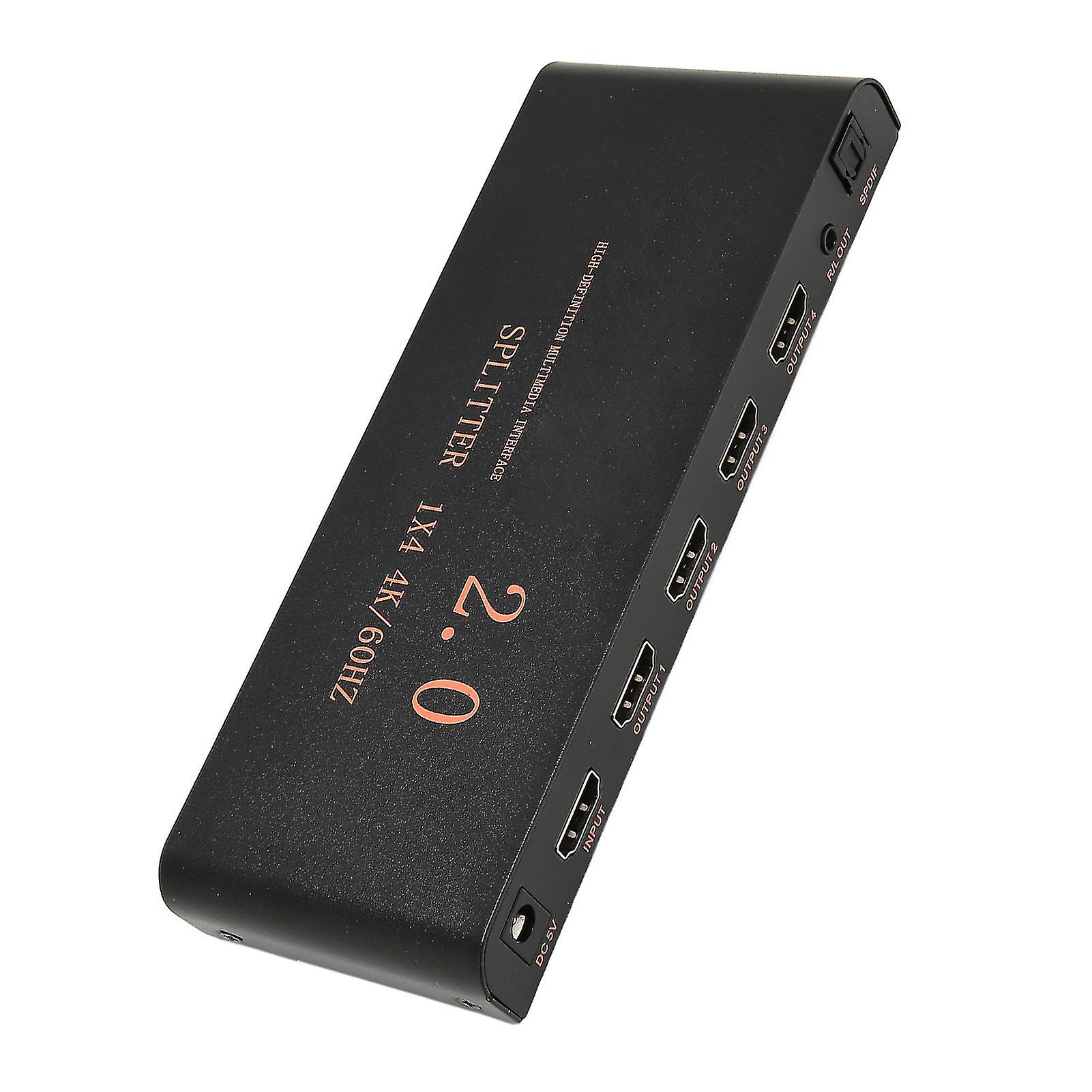 1x4 HD Multimedia Interface Splitter 1 in 4 Out Full HD 3D AV Distributor Box for HD TV DVD Monitor Projector 100?240V EU Plug