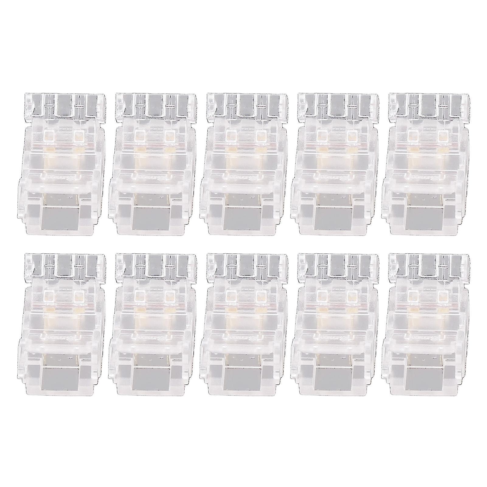 10pcs 2 Pin 8mm Clear Solderless Wire COB LED Strip Connector for Home Office School