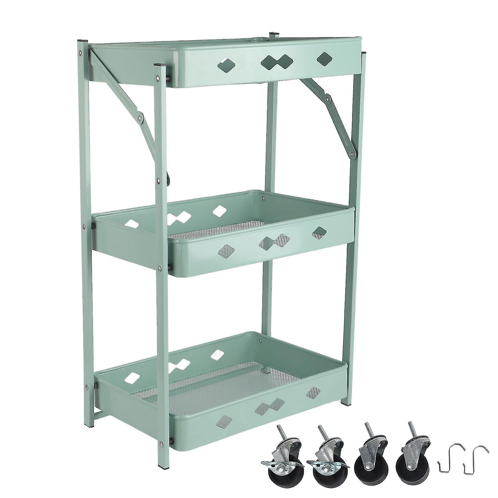 Green Multi-Tier Kitchen Cart with Universal Wheels – Simple Setup