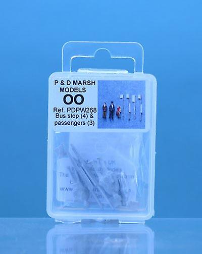 P&D Marsh PDPW268 Bus Stop (x4) & Passengers (x3) OO (1/76) Metal Unpainted Urban equipment Scale model