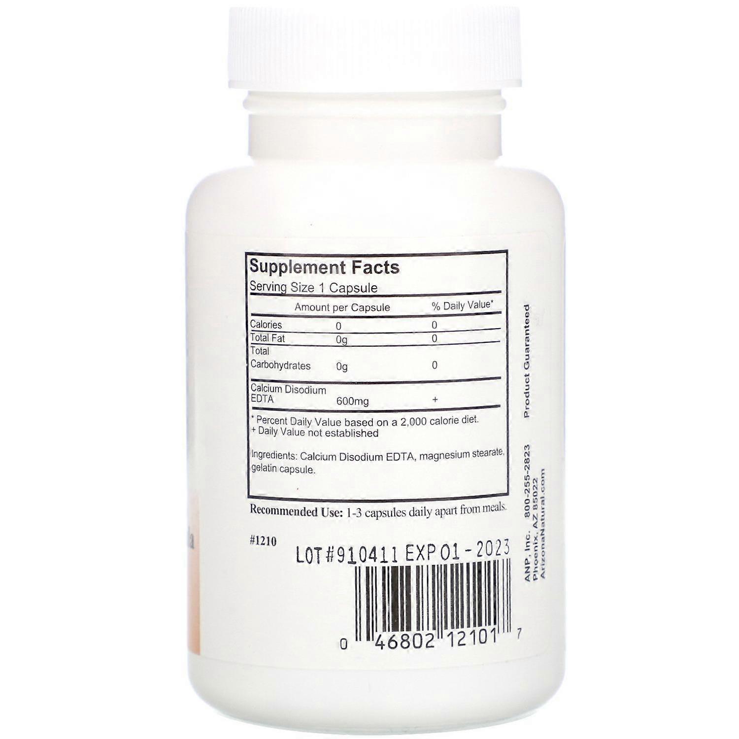Arizona Natural, EDTA 600 mg, 100 Capsules - International