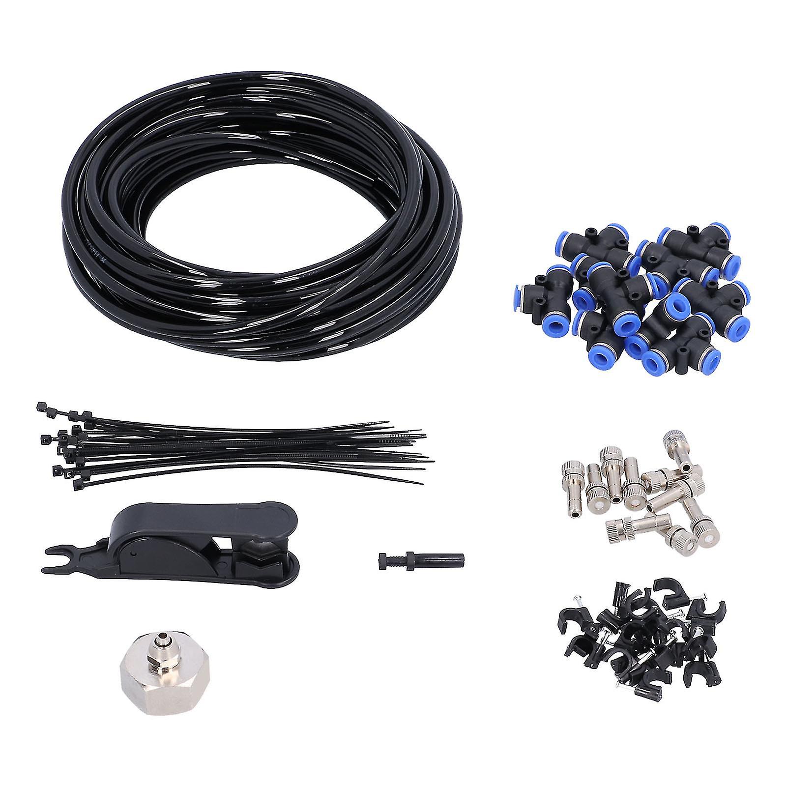 10M Garden Irrigation System 10Pcs Misting Nozzle Hose Connector Set Watering Drip Kit for Garden Greenhouse