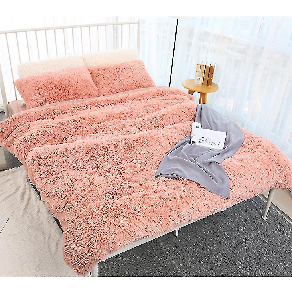 Long Plush Blanket Solid Color Soft Nap Bed Cover Sleeping Throw