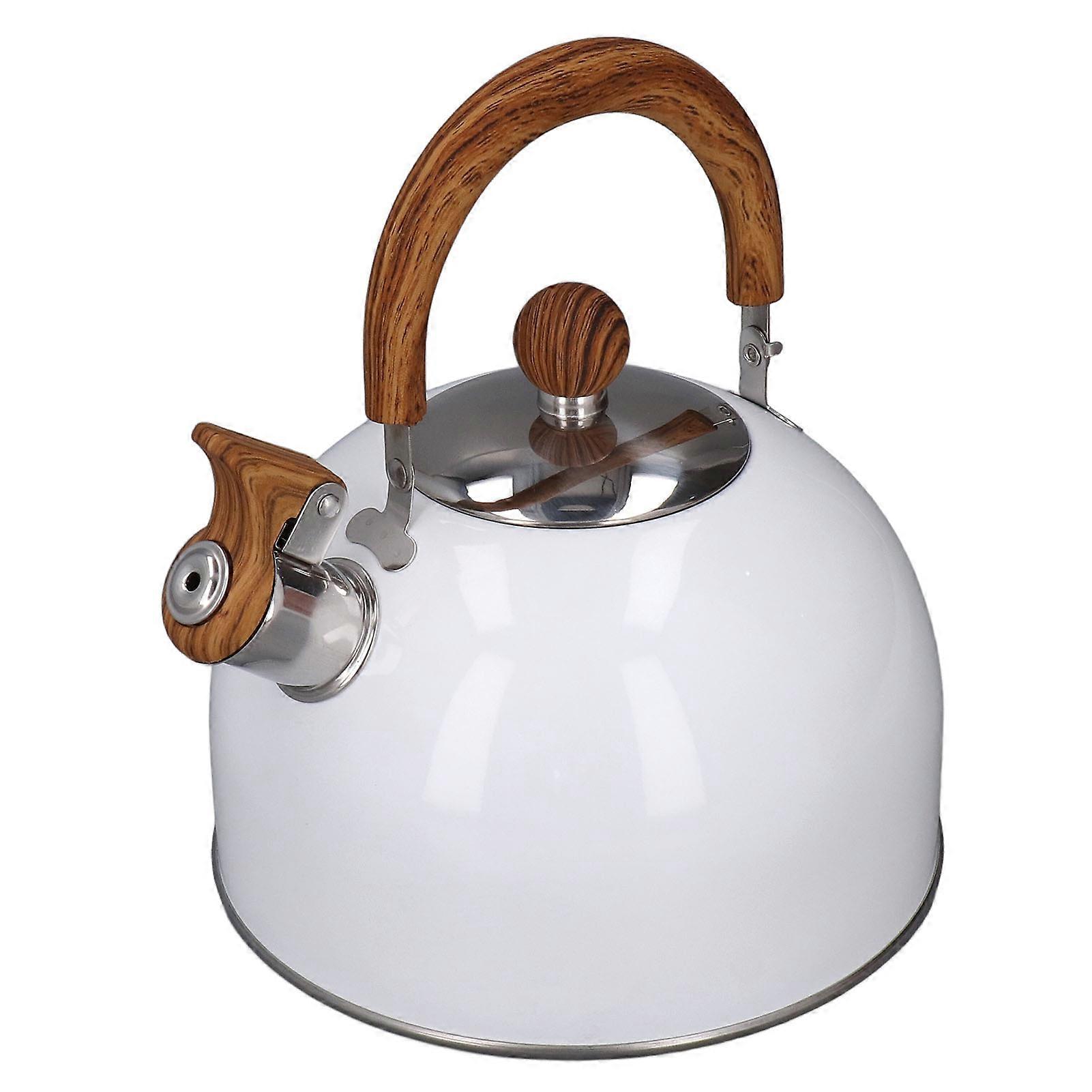 Whistling Kettle 2.5L Capacity White 304 Stainless Steel Fast Heating Ergonomic Handle Home Whistling Kettle