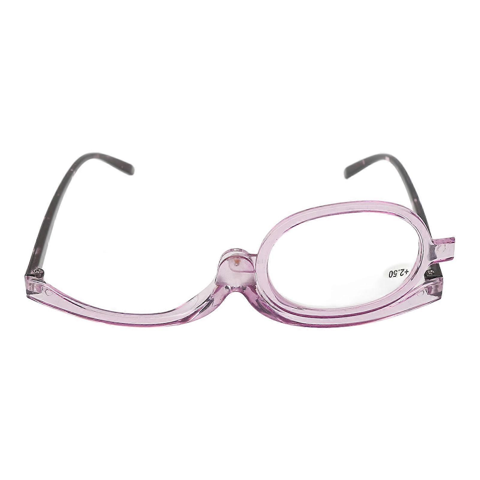 Makeup Reading Glasses Single Lens Magnifying Flip Down Rotating Makeup Glasses for Eyes +2.50 