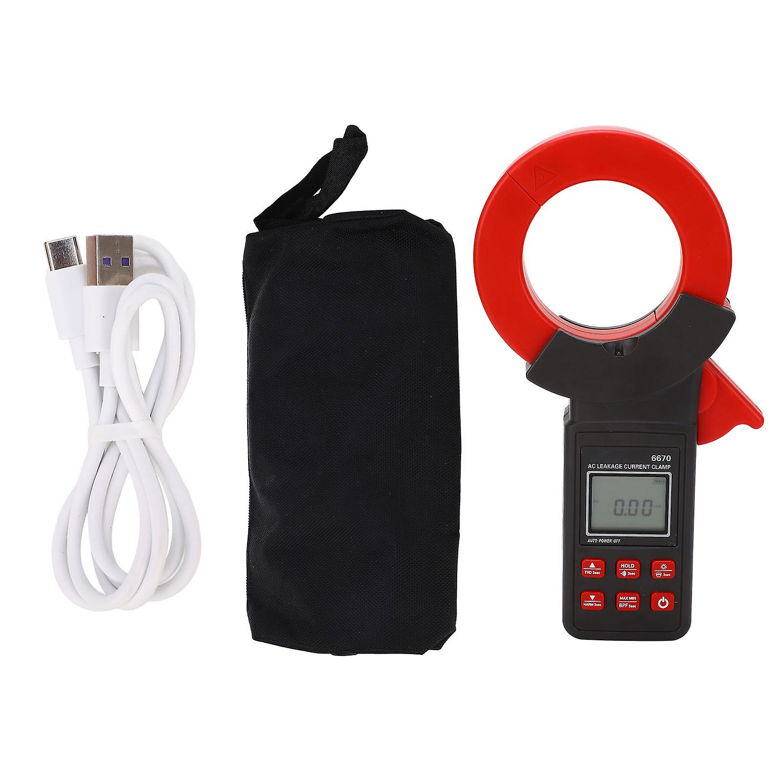Leakage Ammeter Clamp, High Accuracy LCD Backlight Leakage Current Meter with Lithium Battery