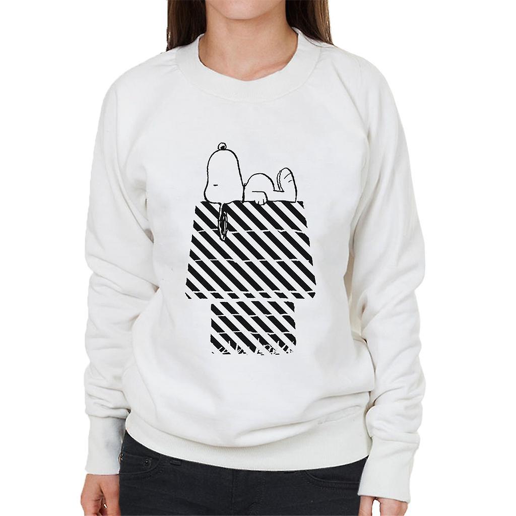 Peanuts Snoopy Black And White Stripe Kennel Women's Sweatshirt