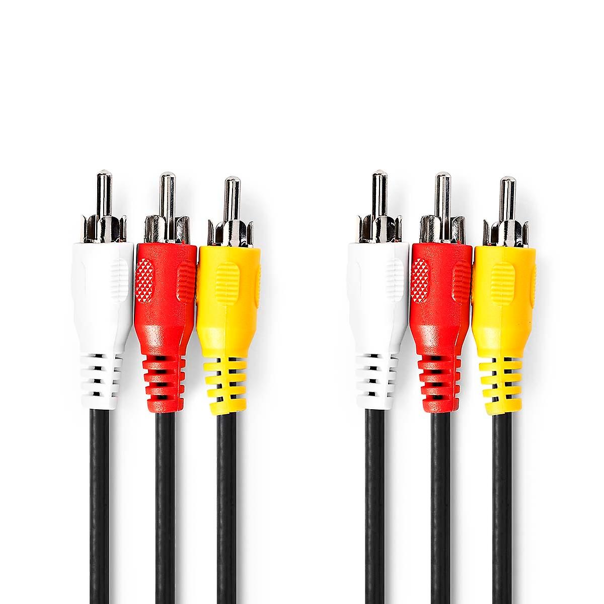 Kompozitní video kabel | 3x RCA samec | 3x RCA samec | Poniklované | 480p | 10,0 m | Kulatý | PVC | Odpověď