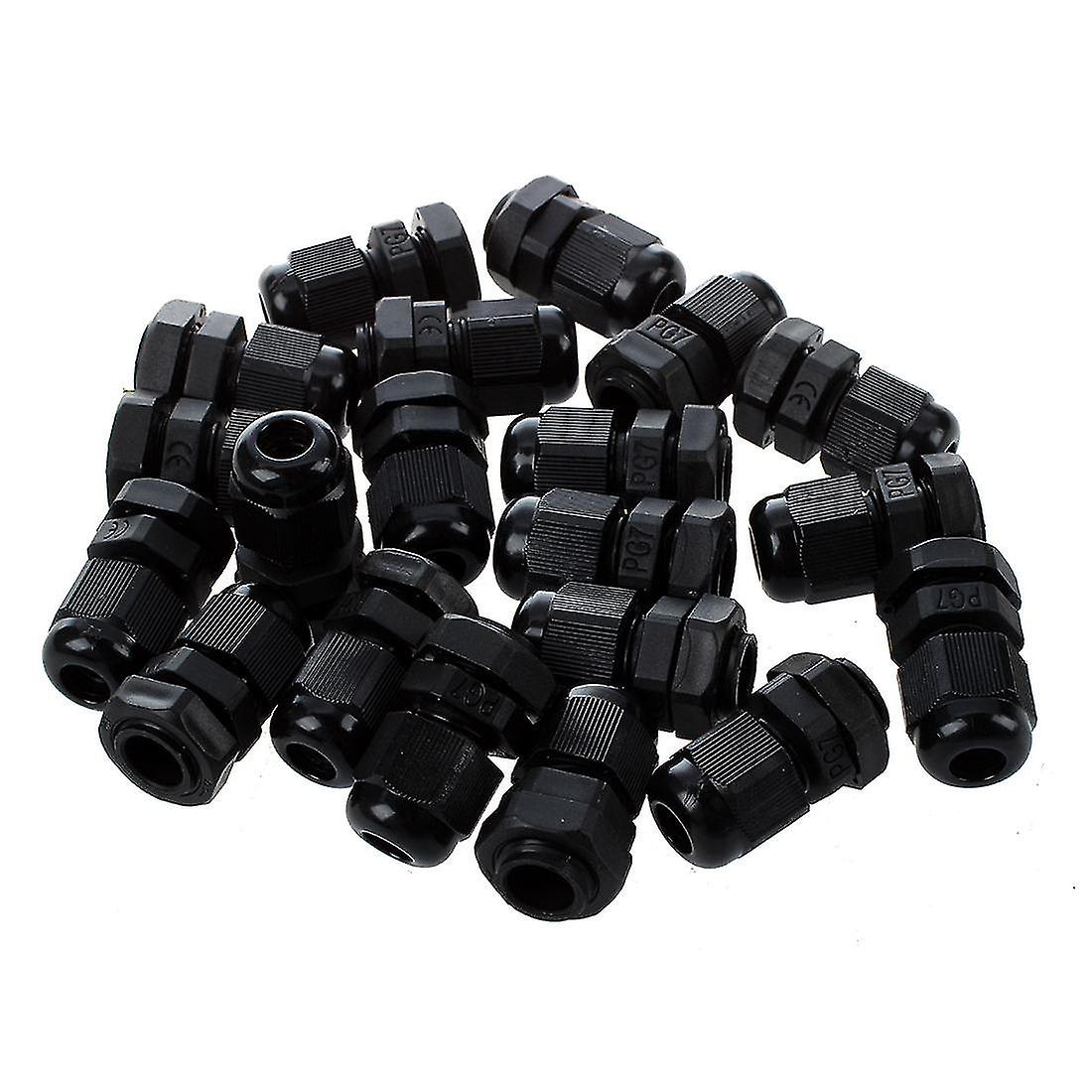 20 Pieces Black Plastic Waterproof Cable Gland Connector Pg7