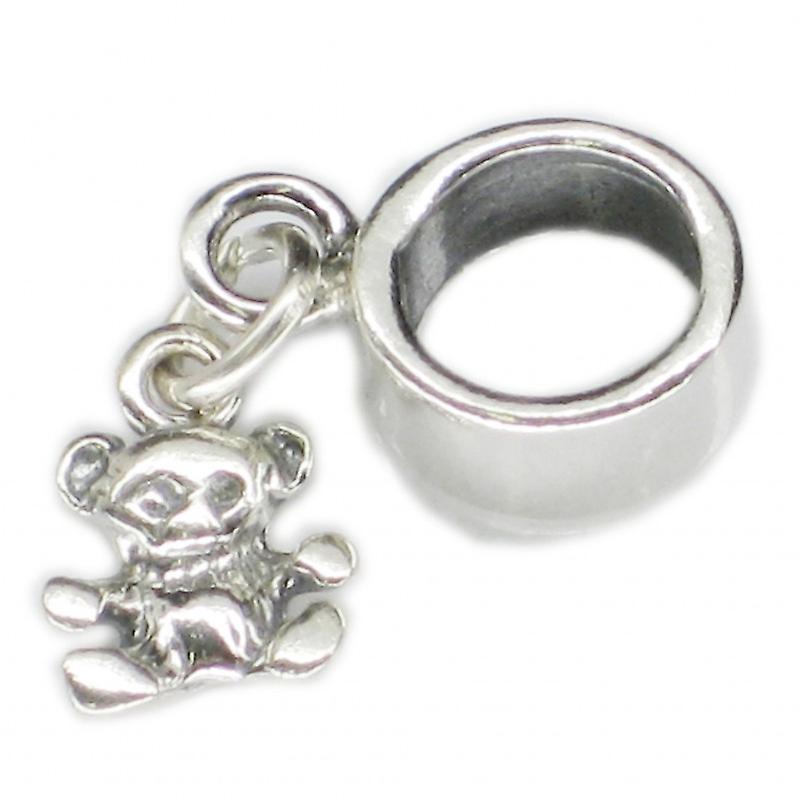 Teddy Bear Sterling Silver Dangle Bead Charm .925 X1  Beads Charms
