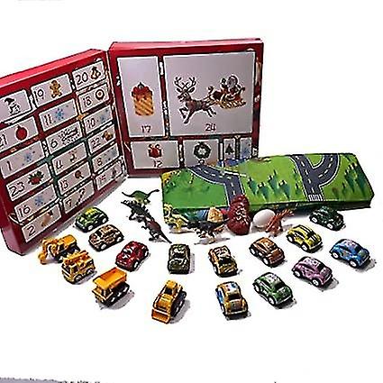 Advent Calendar 2022, Christmas Advent Calendar for Kids, 24 Pieces Car Dinosaur Fossils with Rug fo