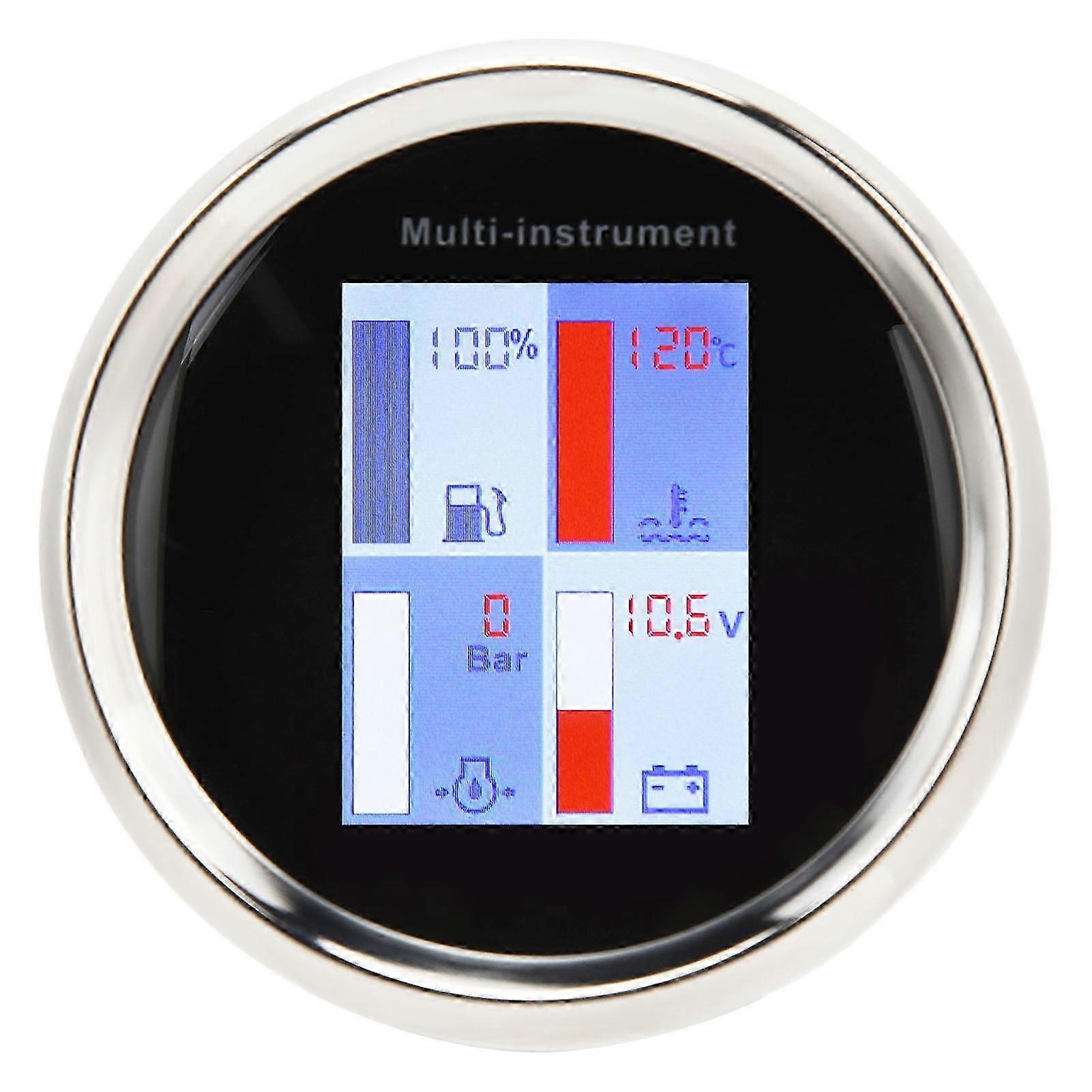 85mm Digital Water Temp Gauge LED Backlight High Precision IP67 Waterproof Multi Function Gauge For Yachts Ships Speedboats Black Dial White Front Co