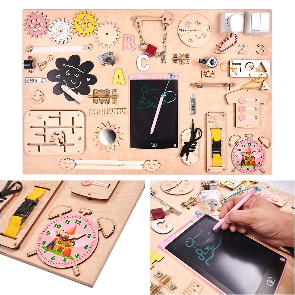 Wooden Manipulative Chalkboard Pink Clock 75x50cm