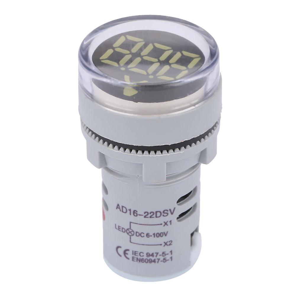 LED Voltmeter Signal Light Digital Display DC Voltage Meter Indicator Round Lamp Tester White