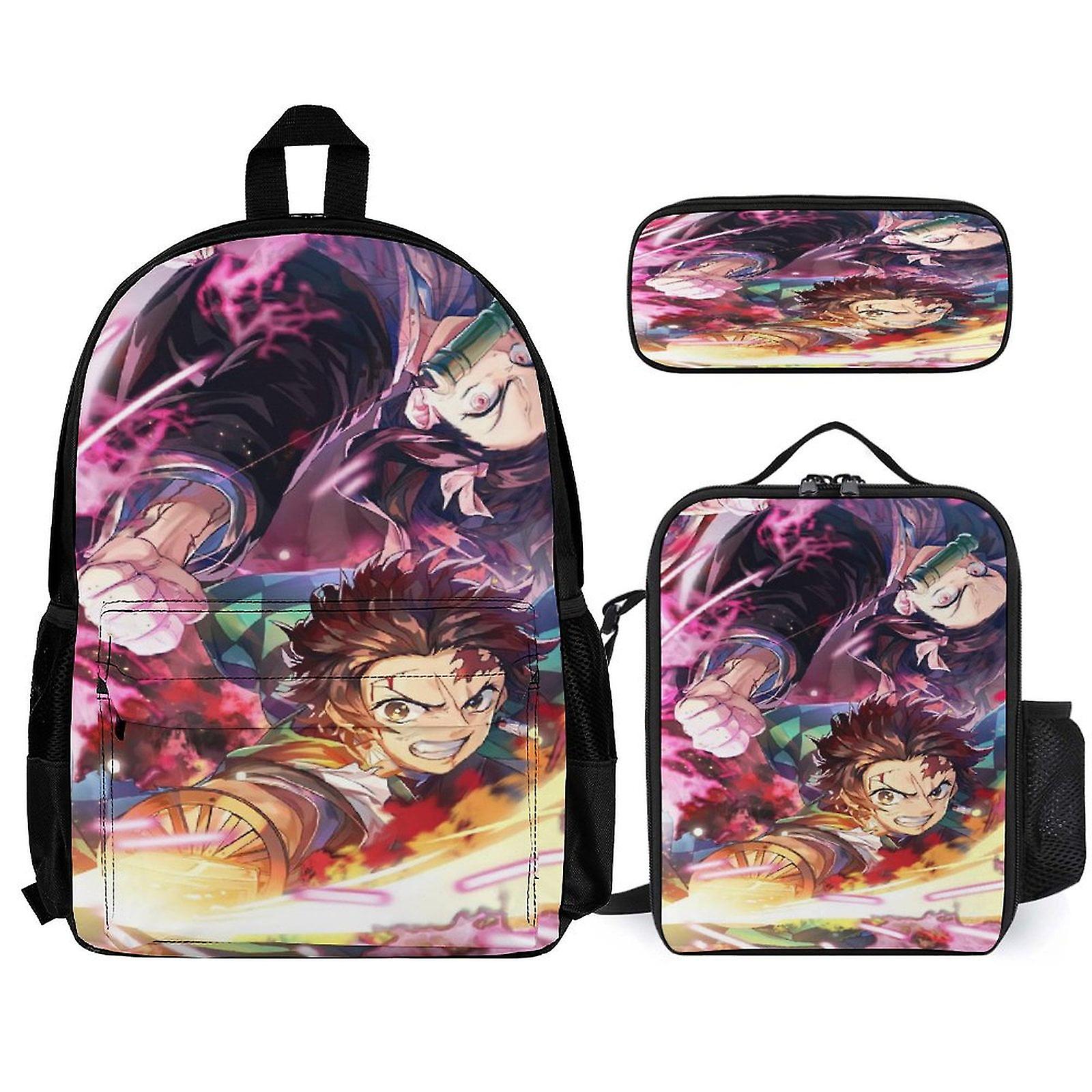 شيطان القاتل على ظهره 3 قطعة مجموعة حقيبة ظهر للكمبيوتر المحمول مع قلم رصاص حالة حقيبة الغداء مزيج