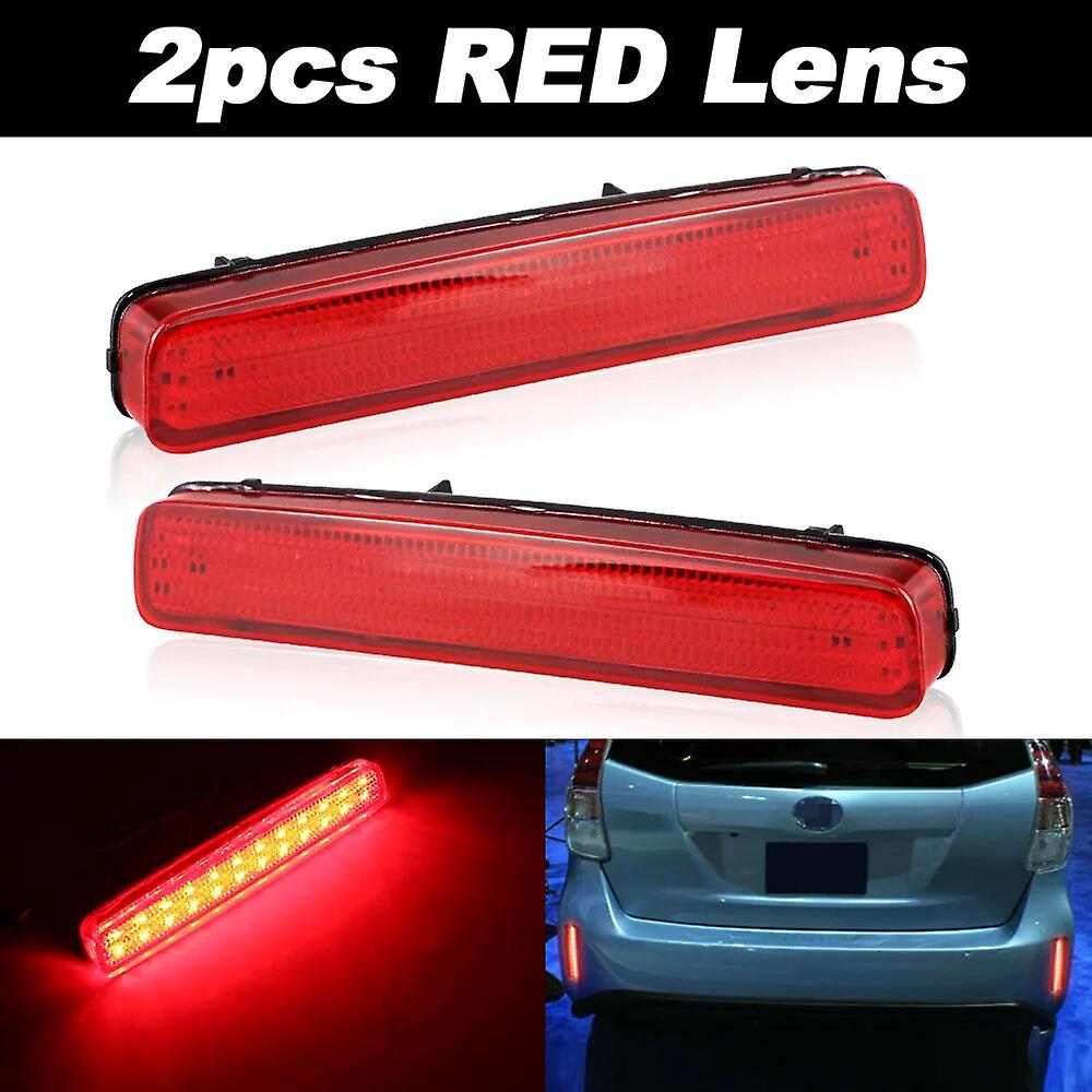 2pcs Red/smoke Lens Led Bumper Reflector Lights For 14-16 Scion Tc & For Toyota Prius V Function As Tail,brake & Rear Fog Lamps