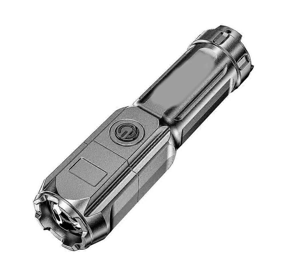 Strong Light Rechargeable Flashlight Giant Zoom Bright Home Outdoor Portable LED Flashlight 5W Black