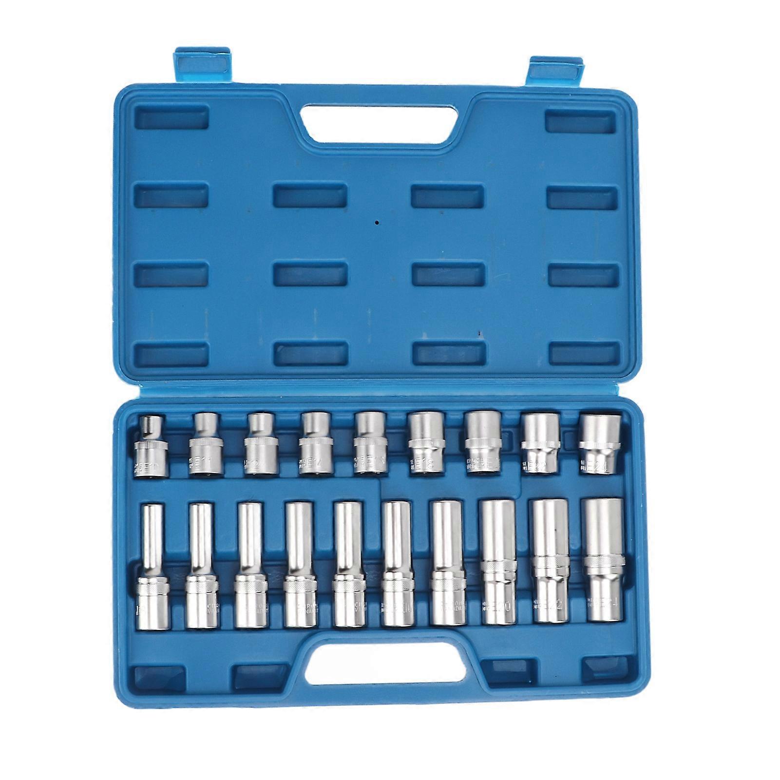 19 PCS 1/2in Dr Star Female Bit Socket Chrome Vanadium Steel Rustproof Portable Silver Universal Fit for E8 E24 E10 E2U311