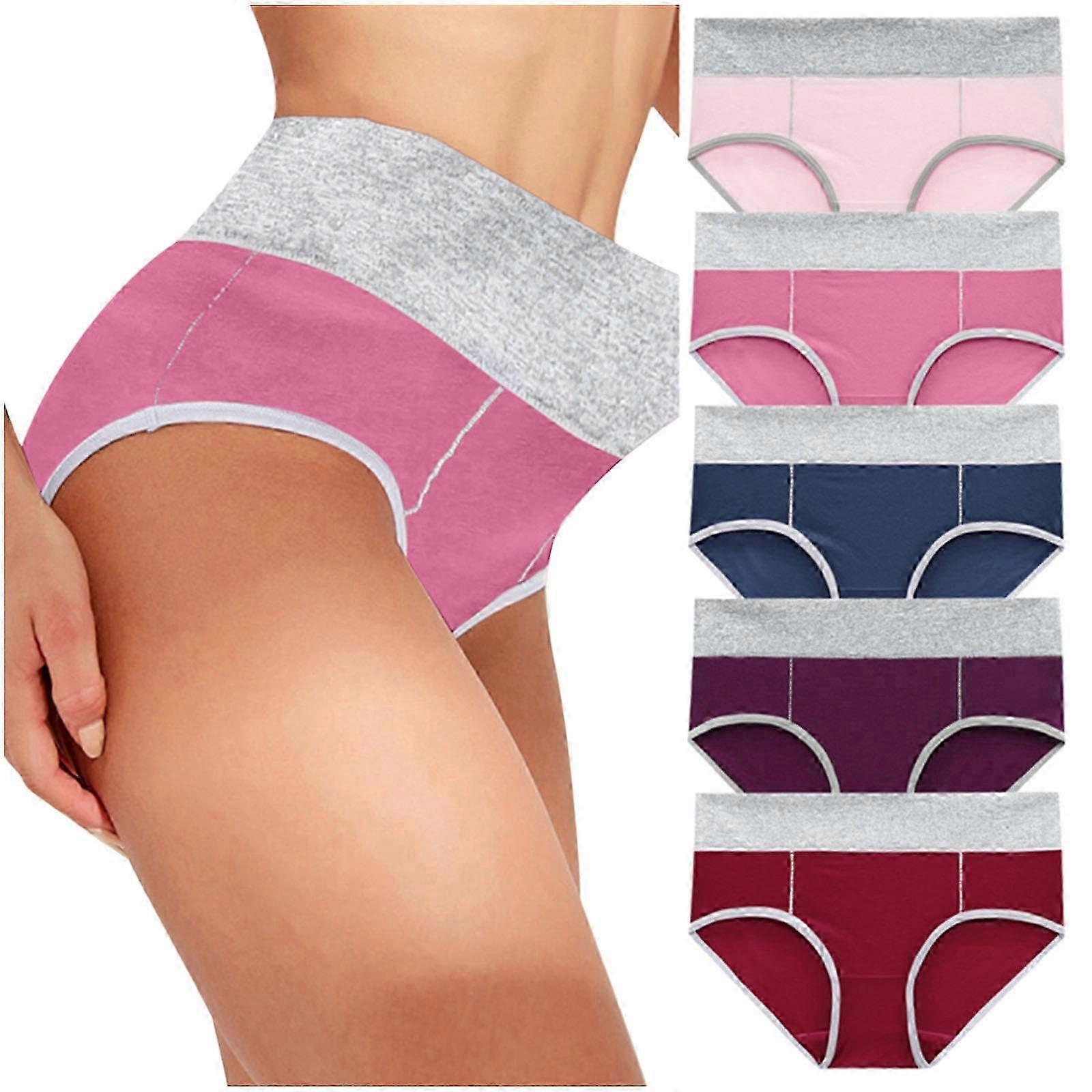5PC Women Solid Color Patchwork Briefs Panties Underwear Bikini Underpants NUO0347