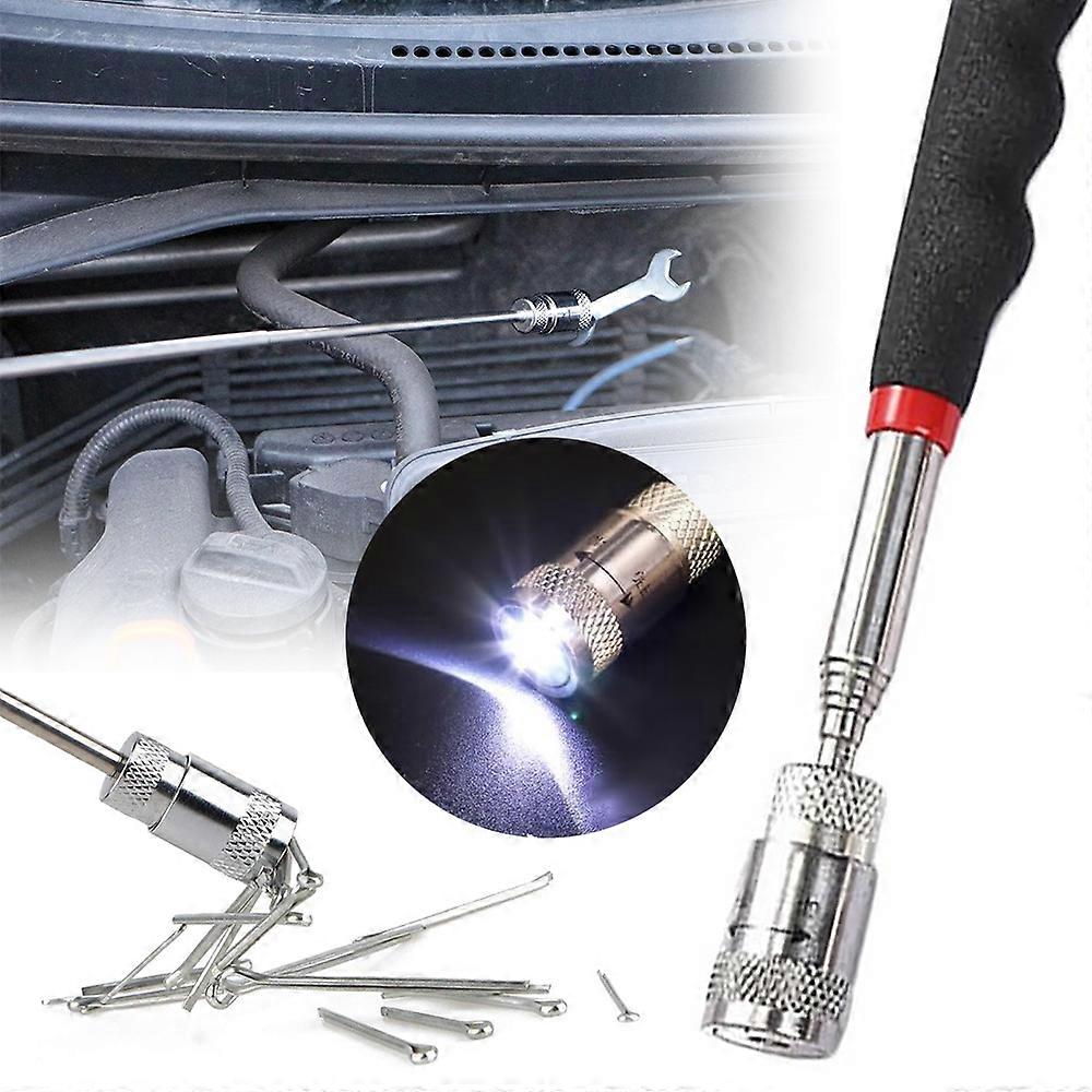 1/2Pcs Magnetic Pickup Tools LED Light Telescoping Handle Pick Up Magnet Retractable