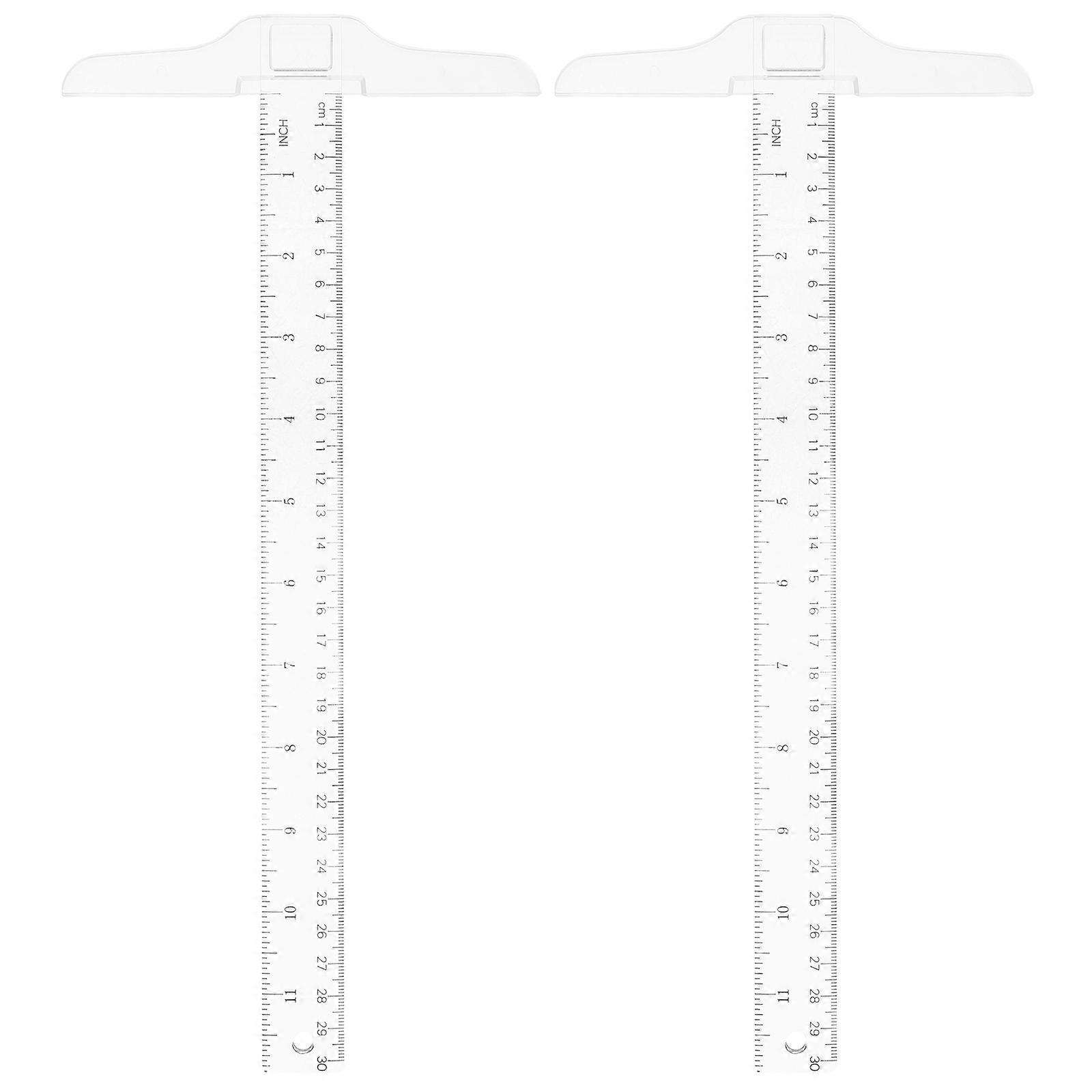 2pcs 30cm T-Square Double Side Scale Plastic Measuring Tool T Shape Ruler for Drafting and General Layout Work (inch, cm)
