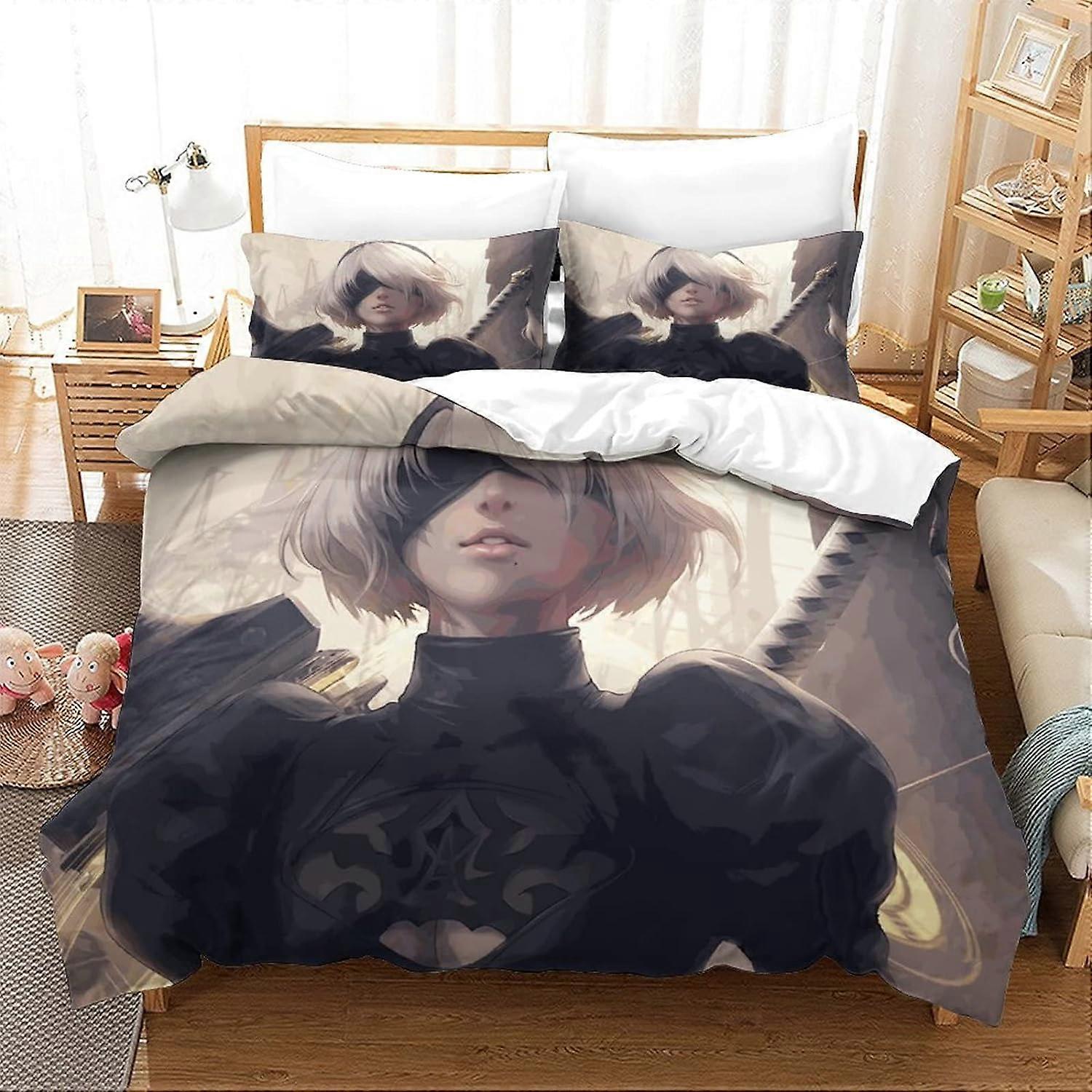 Nier Automata Housse de couette de Yorha No Type B Game Housse de couette en microfibre douce pour enfants et adolescents Simple 135 * 200 CM