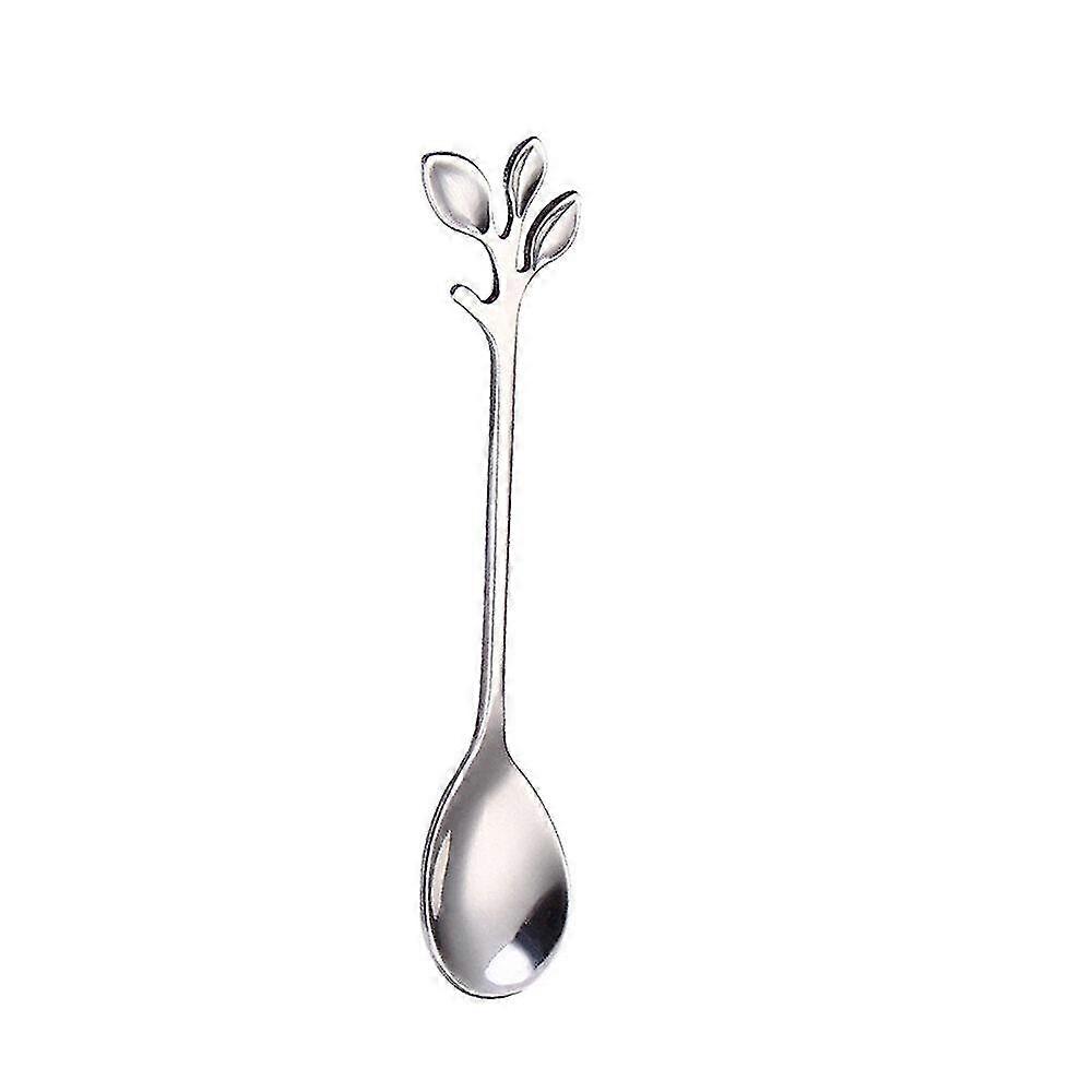 spoon cute fork leaf cream stirring stainless steel creative