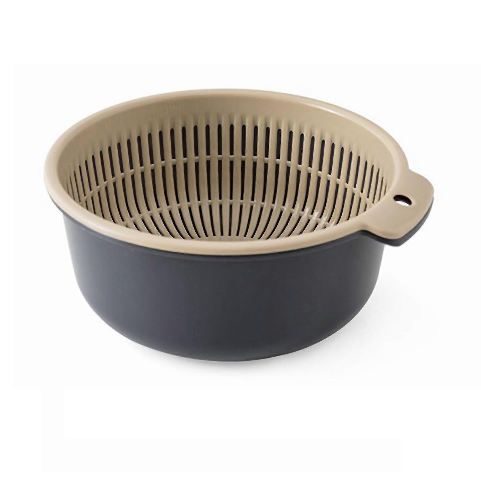 Vegetable Washing Basket Double Layer Drain Quickly Suspend Multifunction Fruit Strainer with Side Handle for KitchenS Blue