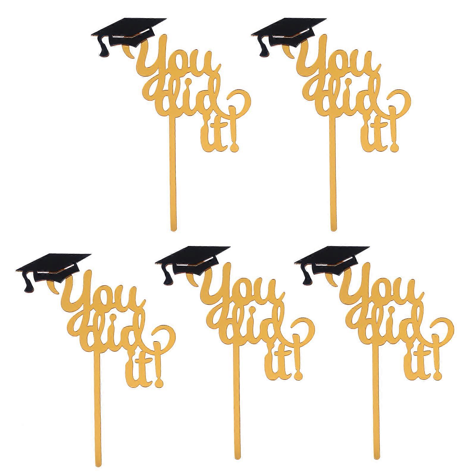 5 قطع التخرج كب كيك توبرز الاكريليك حلوى كعكة الحلي لوازم الحزب