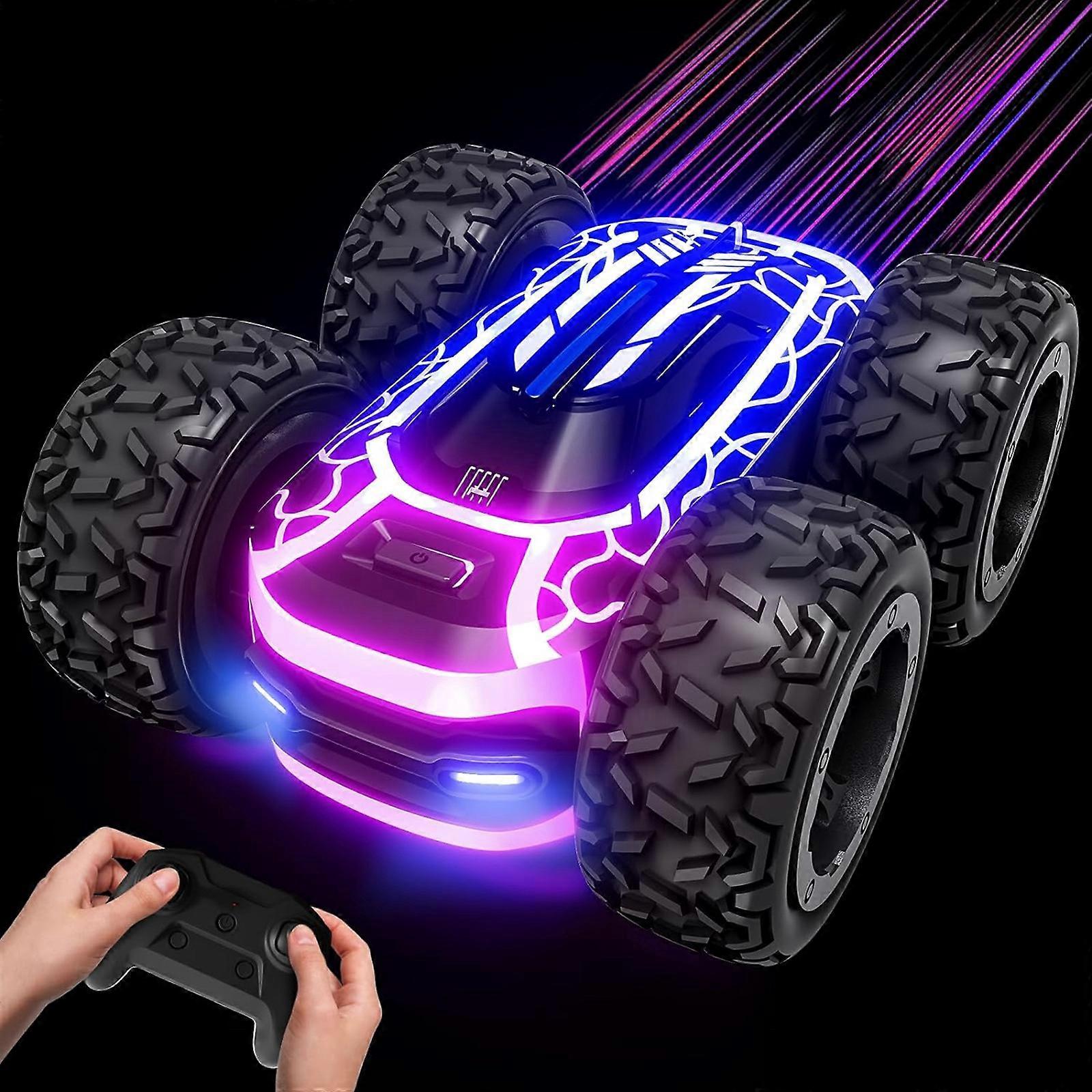 Remote Control Stunt Car for Age 4-7 2.4GHz RC Car, 360 Rotating Double Sided with Lights