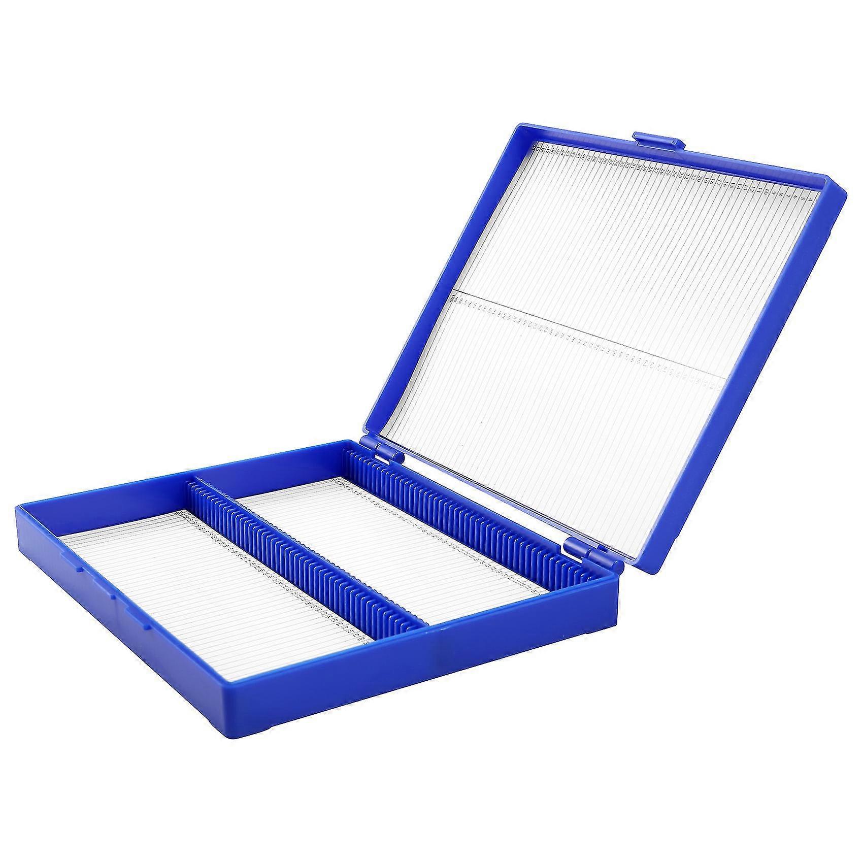 Royal Blue Plastic Rectangle Hold 100 Microslide Slide Microscope Box