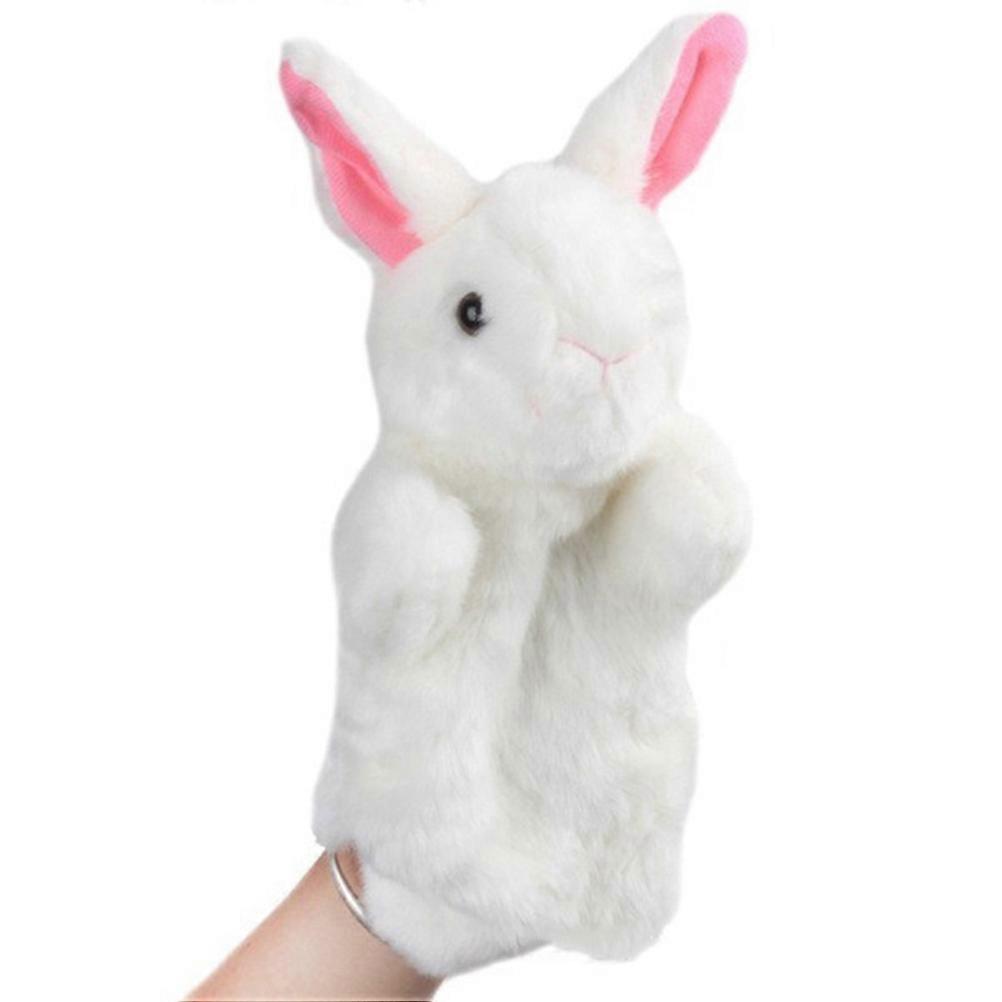 1PC Rabbit Toy Plush Hand Puppet Story Telling Prop Role Play Accessory Party Favor for Parent Child White