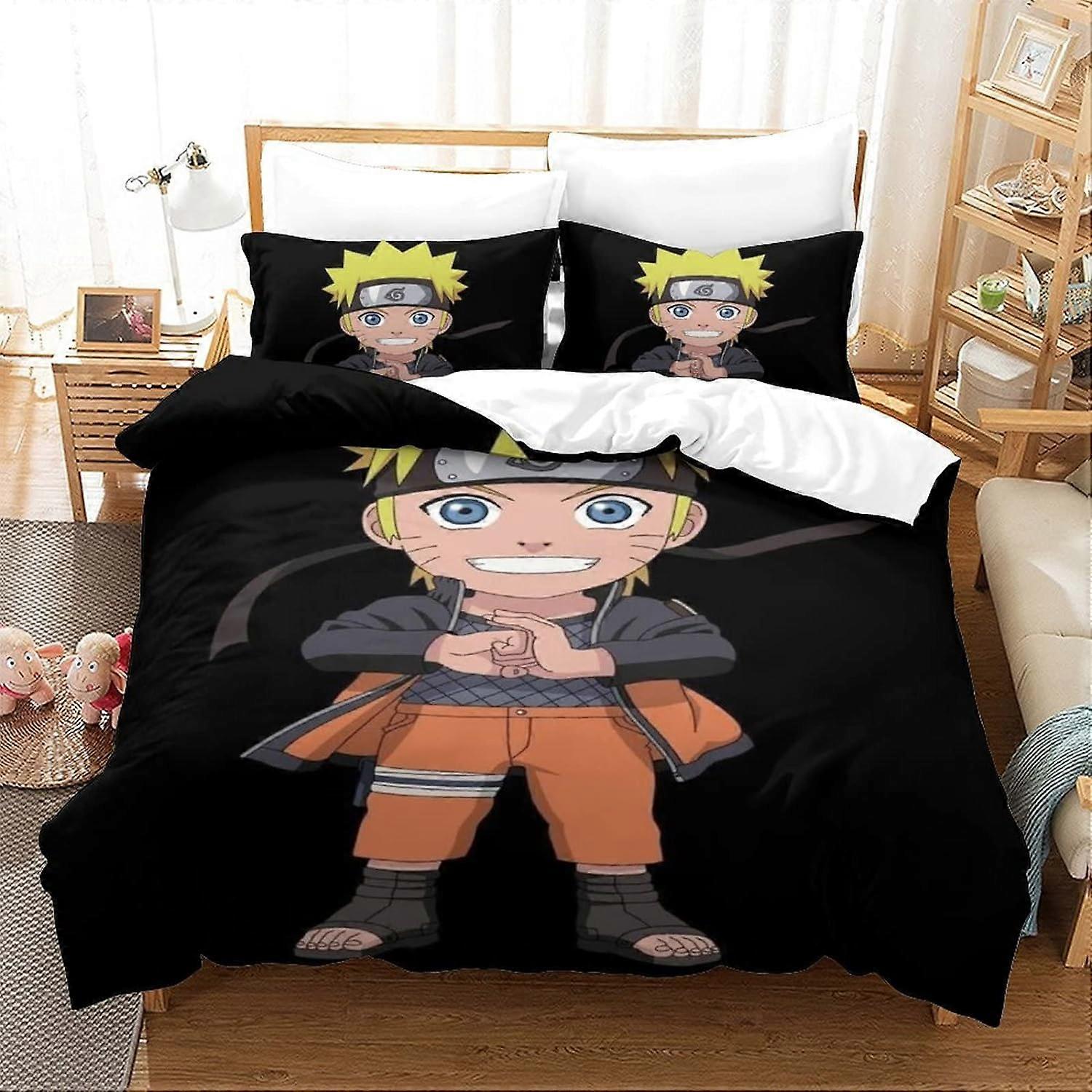 Bedding Set D Naruto Bedding Set Piecesmfortable and Comfortable Duvet Cover with Pillowcases Hidden Zipper Suitable for Boys Girls
