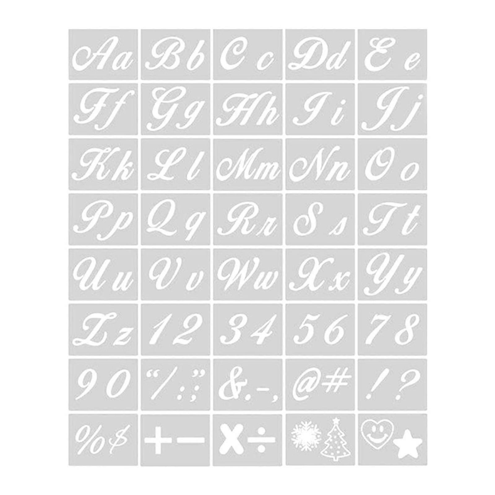 40pcs Reusable Plastic Art Craft Alphabet Stencils With Calligraphy Font Upper And Lowercase Letters