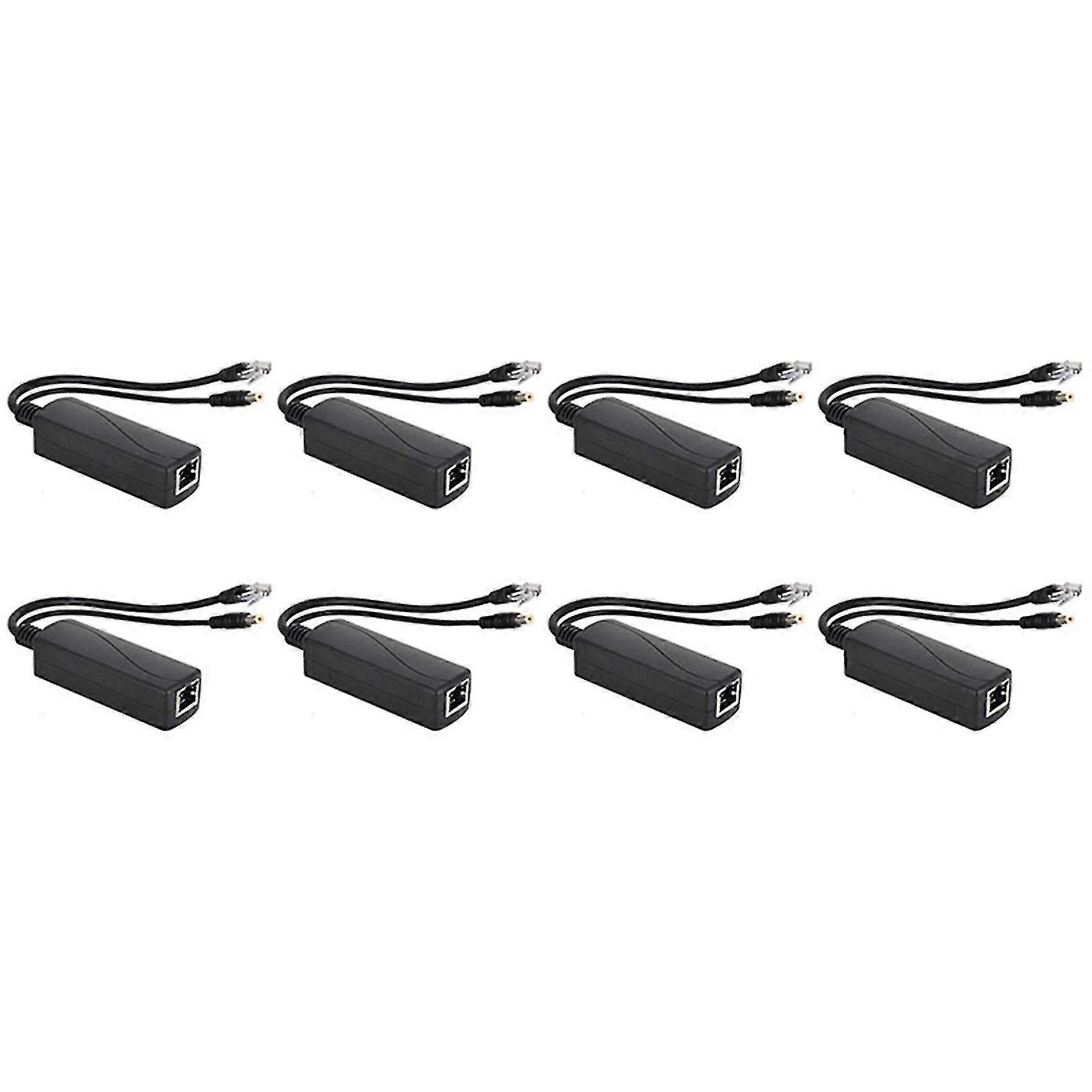 8 Pieces Of Power Supply 12v Poe Splitter Adapter Injector 10/100 Mbps Dc 12v Output, In Line With